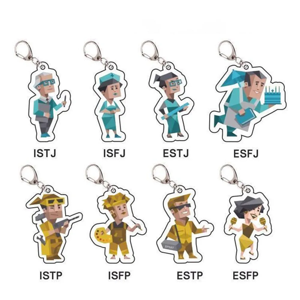 MBTI llavero acrílico de personaje de dibujos animados 16 tipos de colgante ESFP decoración ESTP ENTJ accesorios creativos de dibujos animados ISFP ISTP INTP