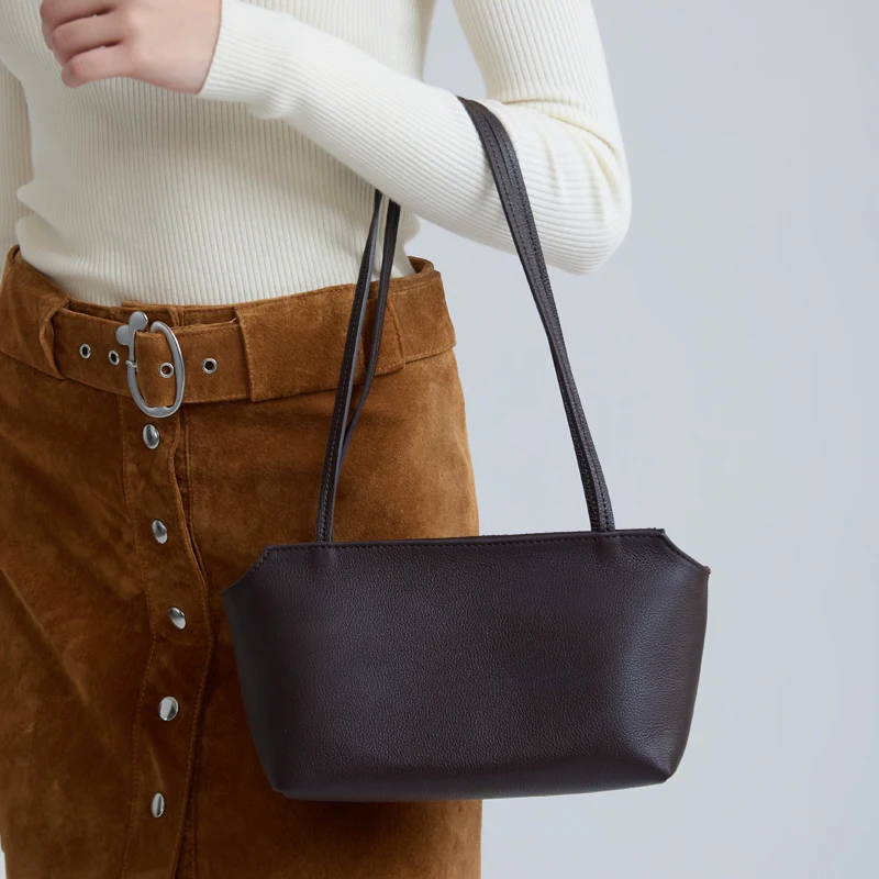 Fashion Women's Bag 2026 Genuine Leather Handbag For Ladies Luxury Design Cowhide Leather Mini Commuter Shoulder Underarm Bags