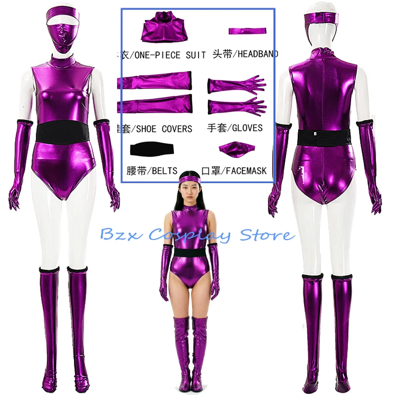 

Mileena Cosplay Game Mortal Costume Woman Komba Sexy Purple Mileena Jumpsuits Mask Suit Halloween Party Outfits for Women