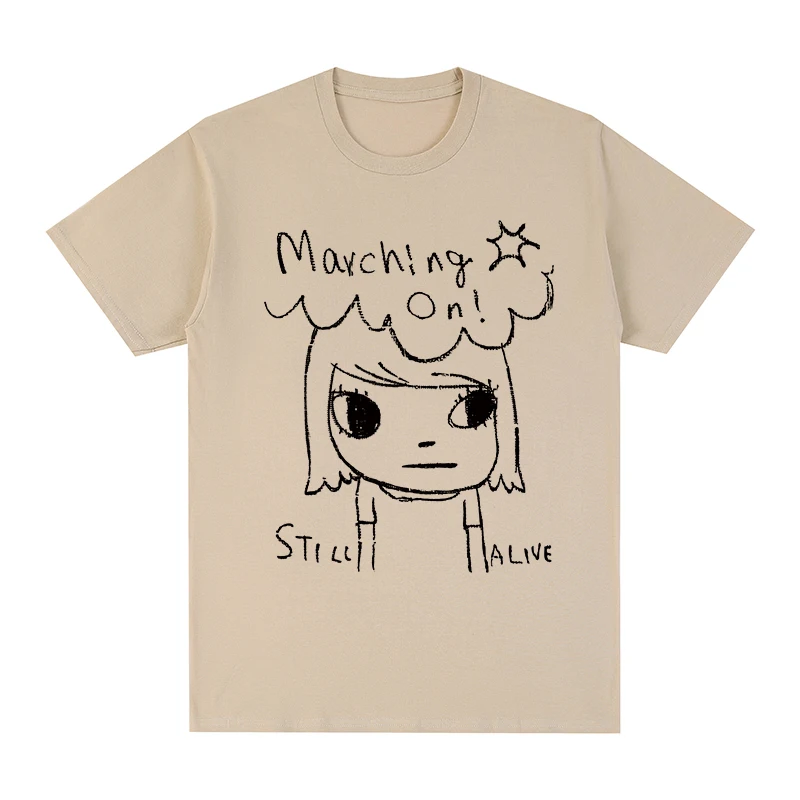 Yoshitomo Nara T-shirt Marching On still alive Japan Kawaii Cute Anime Funny Art Cotton Men T shirt New TEE TSHIRT Womens tops