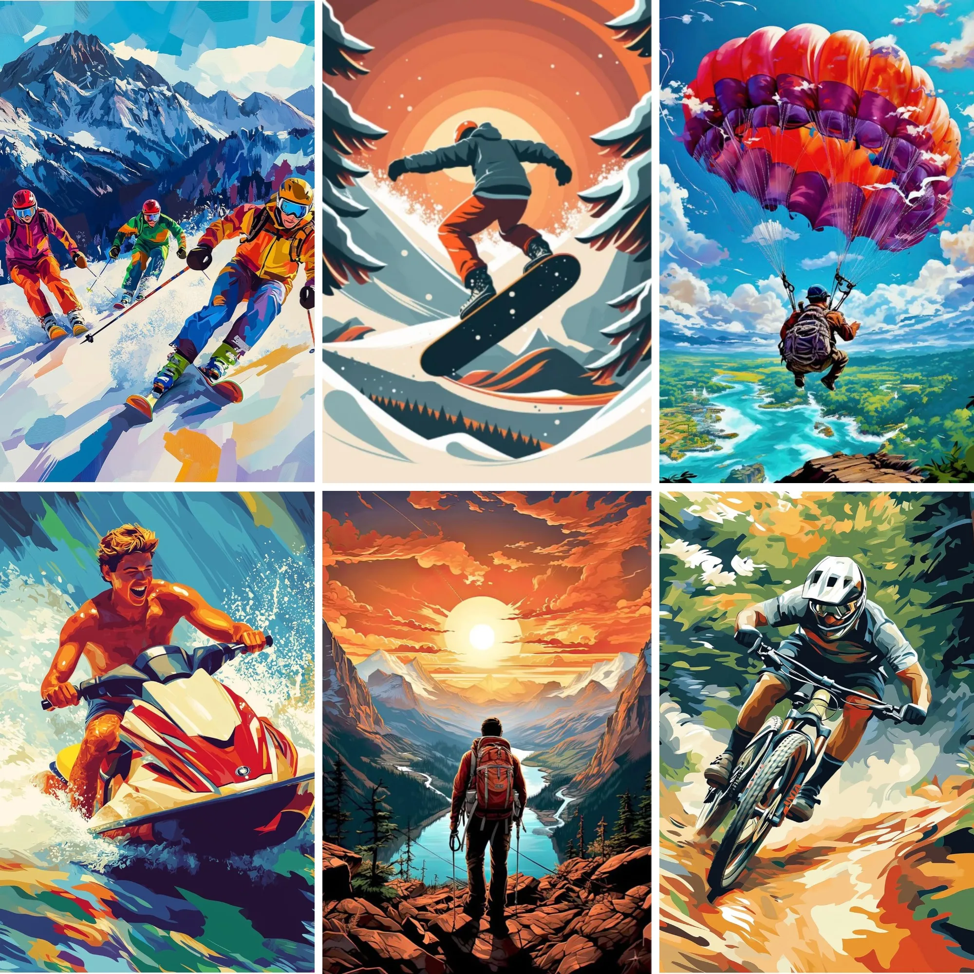 

Diamond Painting Full Drill DIY Extreme Sports Adventure Art , Skydiving Climbing Mountain Biking Surfing Snowboarding Fan Gifts