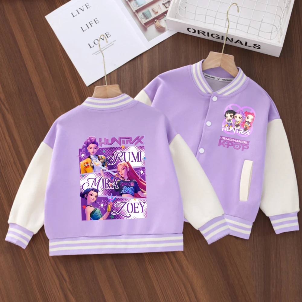 

K-pop Devil Hunter Повседневный топ для девочек Спортивная рубашка для мальчиков Алфавит A-Z Детская бейсбольная форма с мультяшным принтом Осенне-зимнее пальто