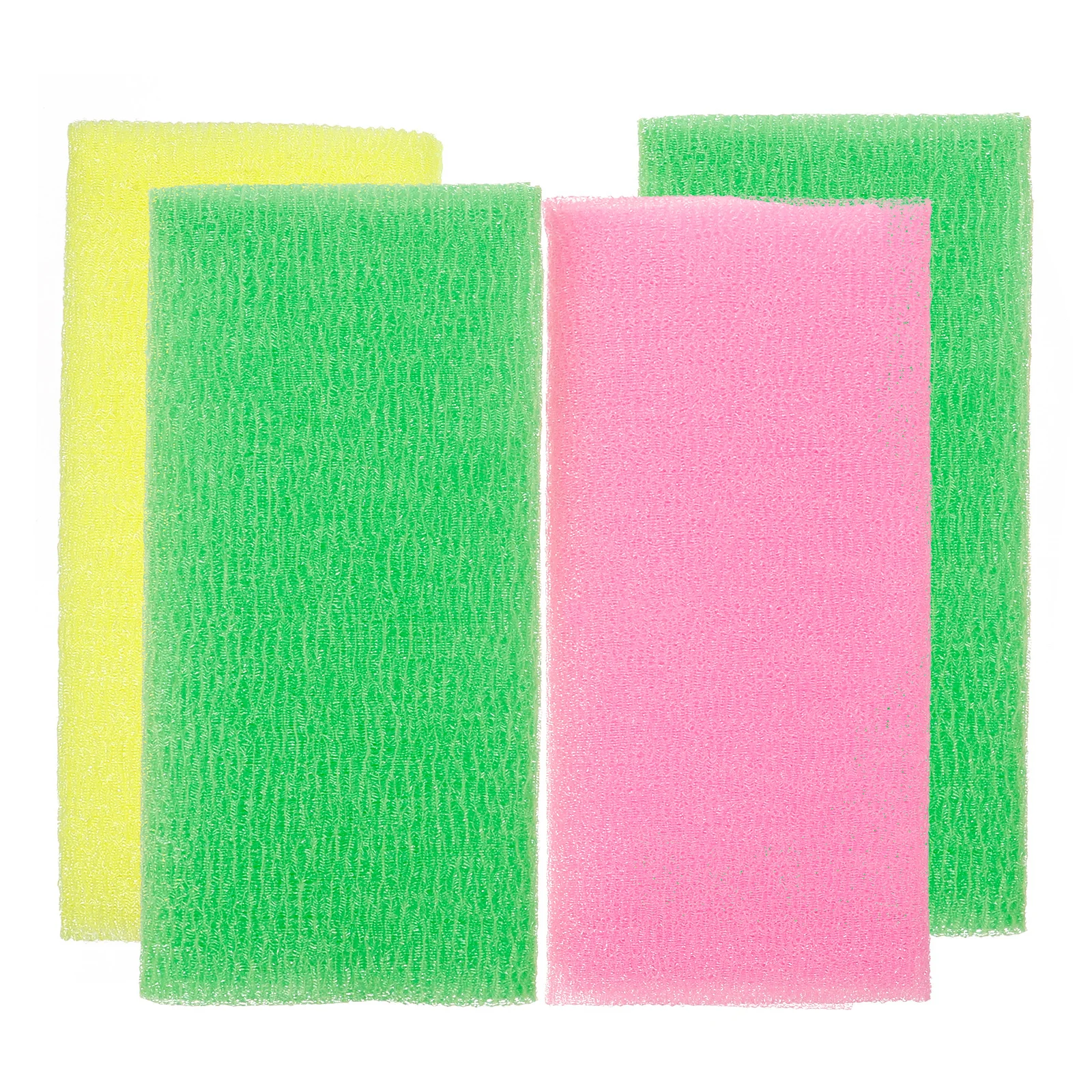 4 قطعة منشفة استحمام النايلون التقشير الظهر غسل الغسيل طويل التجفيف السريع الإسفنج للجسم التطهير العميق التقشير حمام القماش