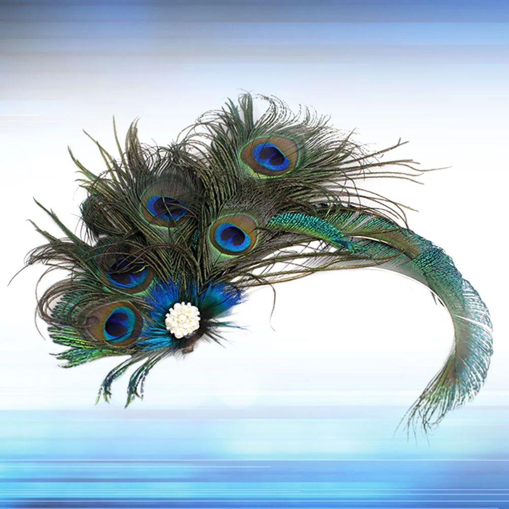 Hair Peacock clip Accessories 1920s Headpiece Flapper gatsby Women Fascinator Pin Hat 20s Roaring Party Headband Clips Jewelry