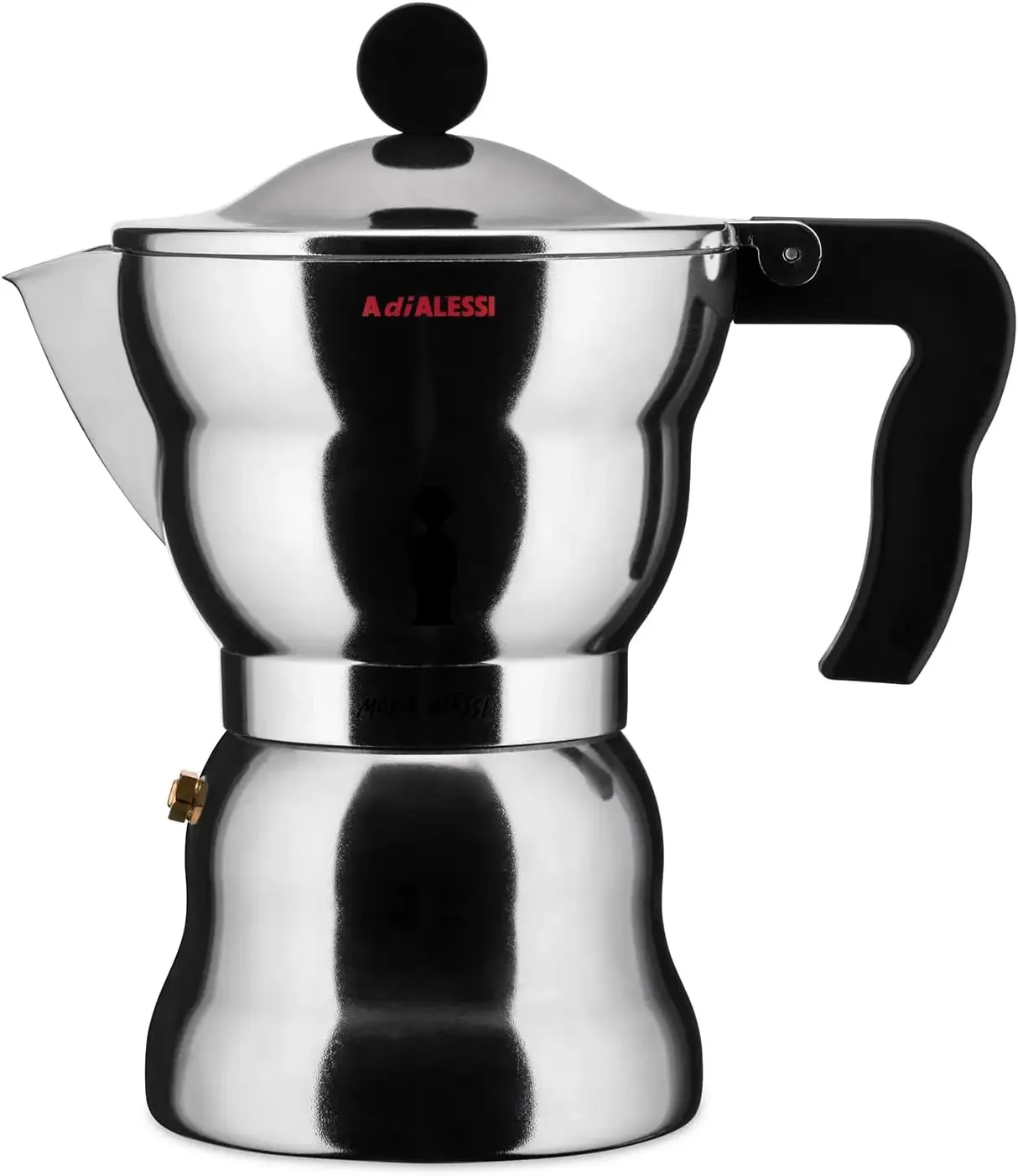 

Alessi AAM33/6 - Design Espresso Coffee Maker, Aluminum and Thermoplastic Resin, 6 Cups, Black Handle