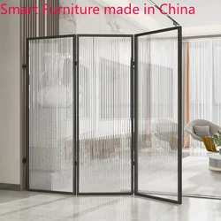 Customized Changhong Glass Screen Partition, Foldable Mobile Restaurant, Living Room, Light Luxury Iron Art,