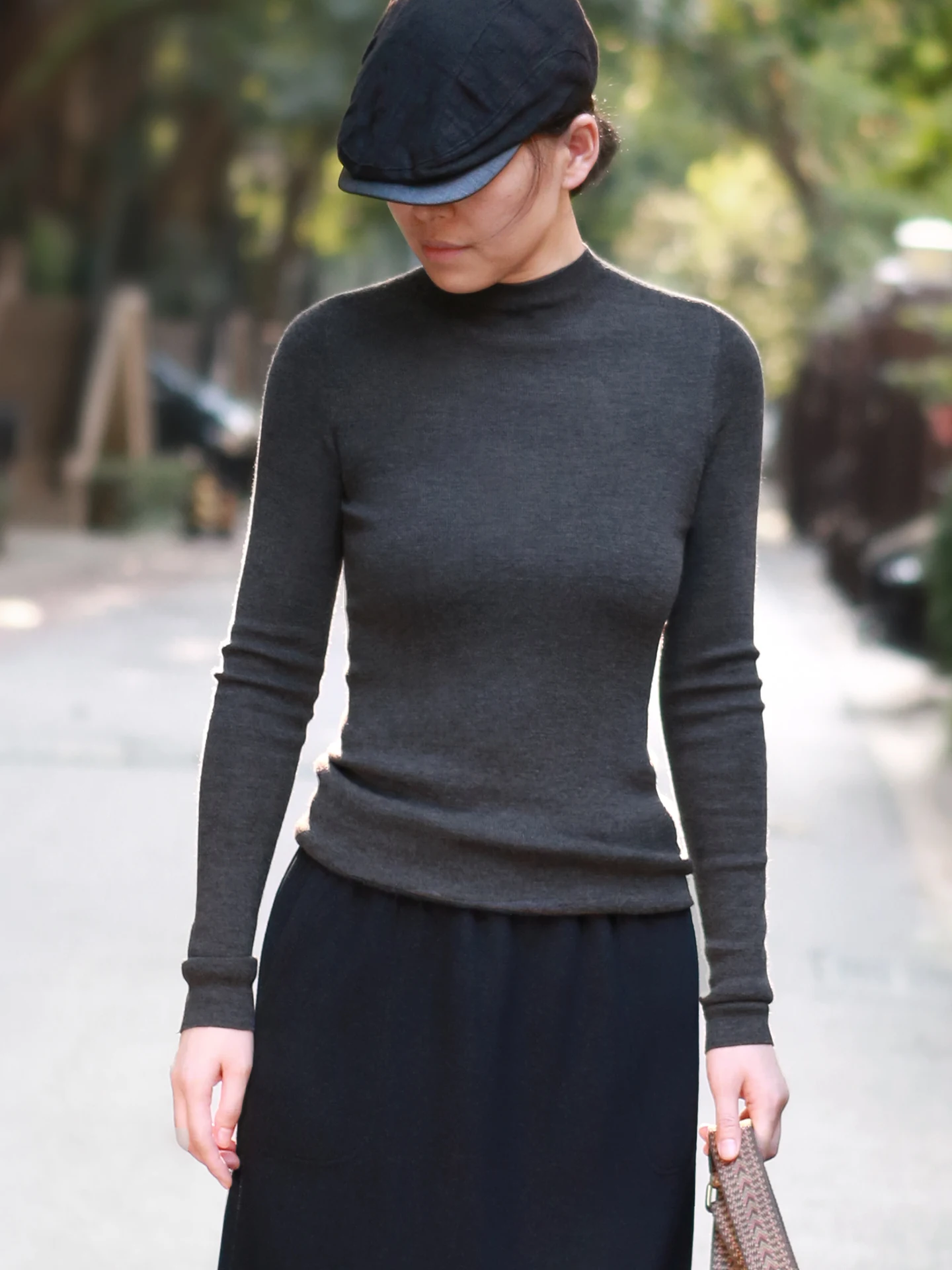 

Slim Fit Sl One-Piece f High Collar Soft Woolen Sweater Basic Sle Long Sve Casual Knitted Women's Faion