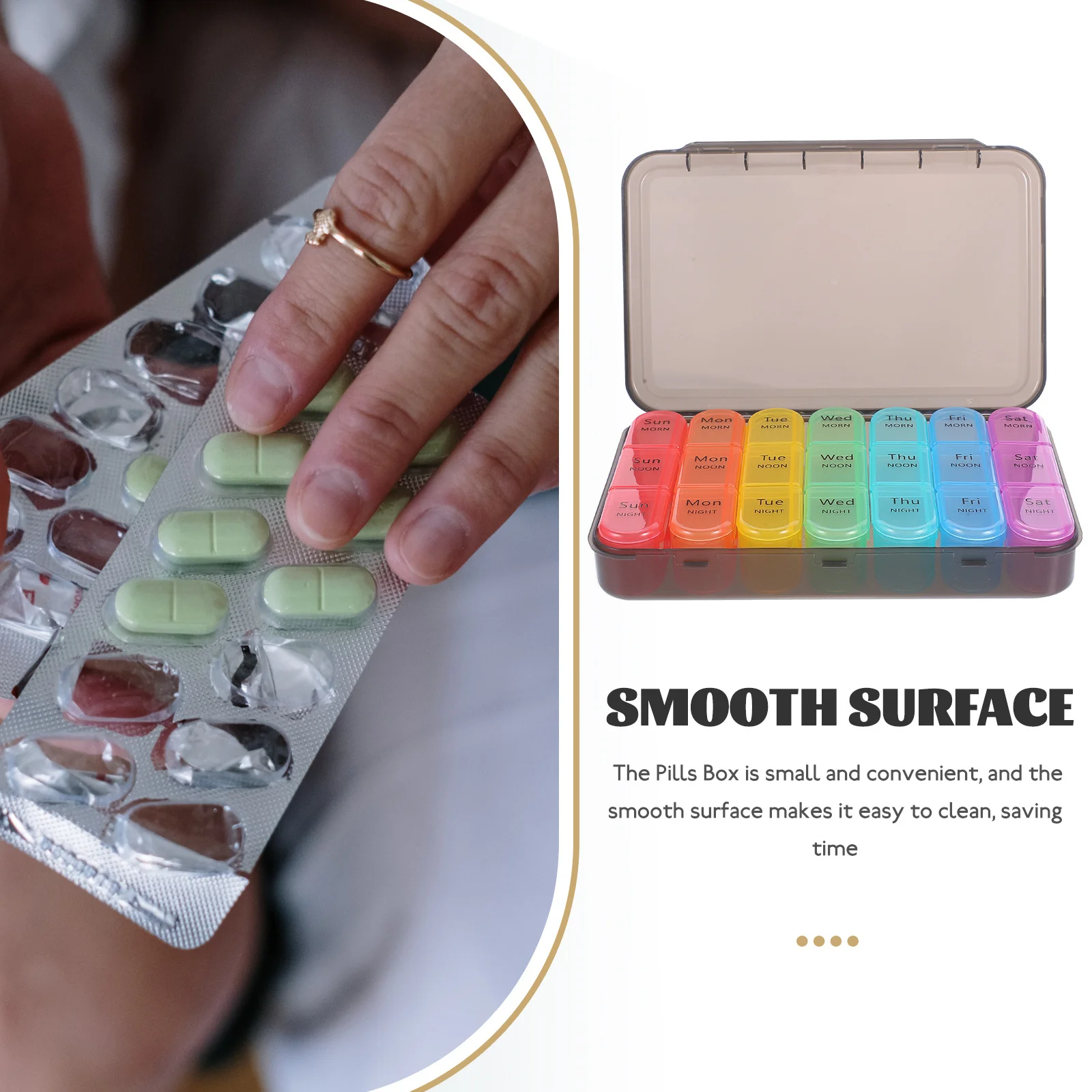 

Compact Multi Grid Medicine Organizer Portable Case Durable Lightweight Gift Elders Travel Accessory Medicine Storage