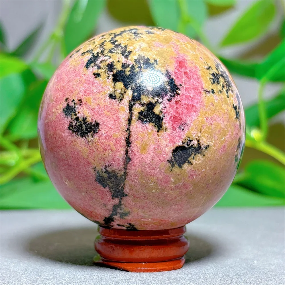 Rhodonite Sphere Crystal Natural Quartz Stone Home Decoration Minerals Reiki Craft Gifts Love Energy Healing Spiritual +Stand