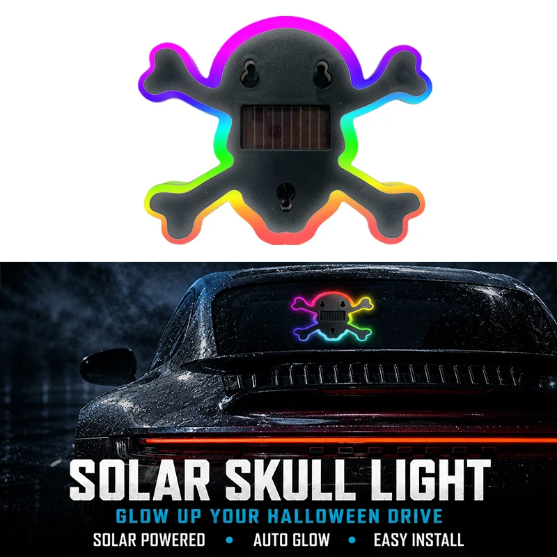 Skull Halloween Car Ambient Light RGB Dynamic LED Suction Cup Window Lamp Auto Interior Decor for Cars SUVs Trucks Car Owners