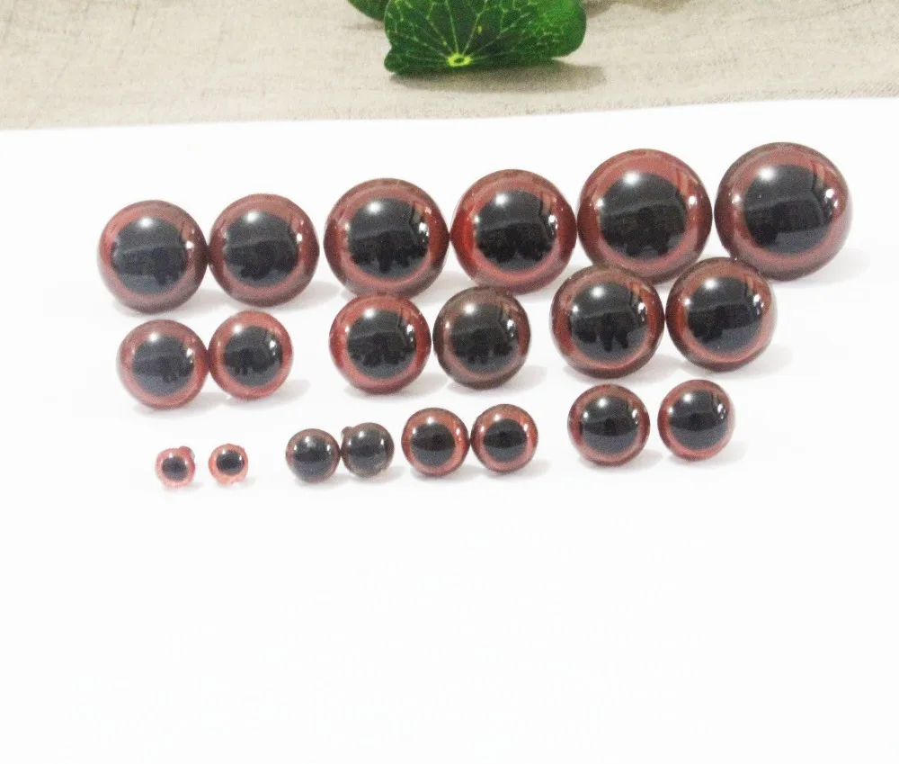 30pcs/lot 6mm-24mm round plastic safety brown toy eyes with washer for doll  plush doll--size option