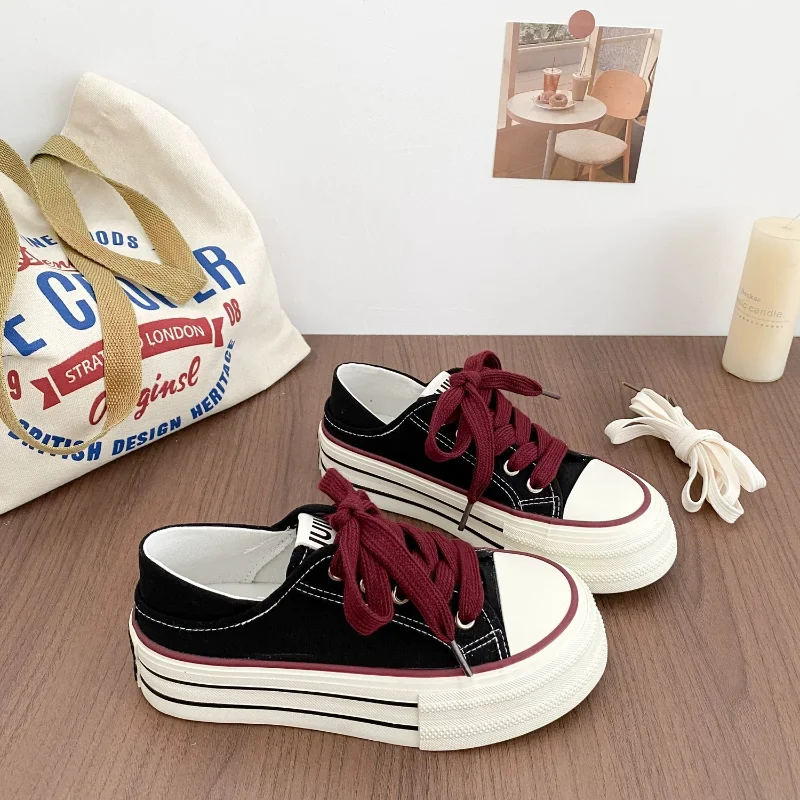 Classic All-Match Ladies Vulcanized Shoes Soft Breathable Inner Fabric, Plain for Convenient Daily Outfit Combination