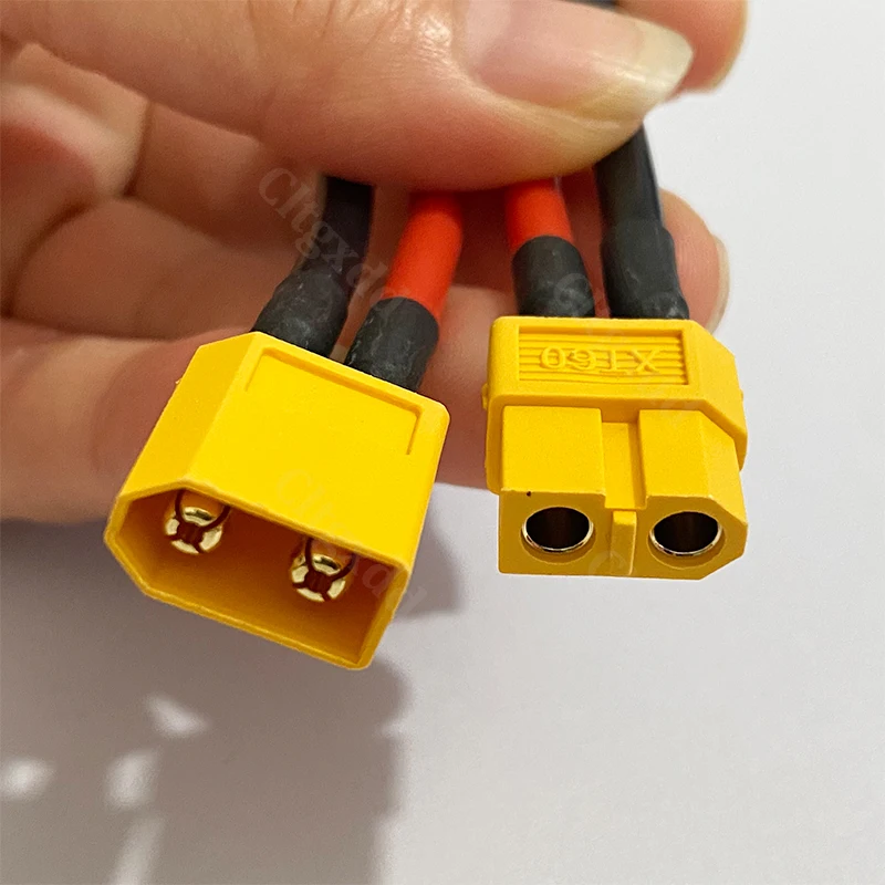 XT60 Stecker-Buchse-Kabel AWG12/16 10-100cm 8mm Loch Kupferanschluss-Adapterkabel für RC FPV Drohne Auto Boot Lithium-Batterie ESC-Ladung – Detail 7