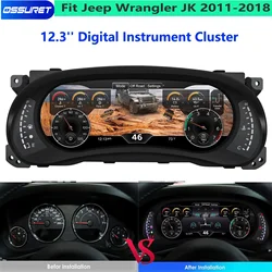 Cluster digitale LCD da 12.3 pollici per Jeep Wrangler JK 2011-2018 strumento tachimetro cruscotto Display schermo trattamento antiriflesso