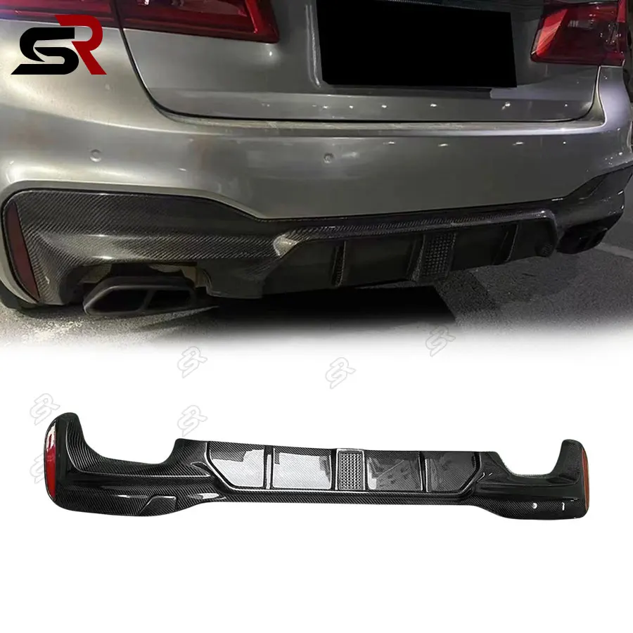 Carbon Fiber Rear Bumper Lip Diffuser Spoiler with LED For BMW 5 Series F90 M5 Upgraded body kit