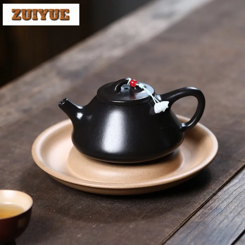 

200ml Classic Yixing Purple Clay Teapots Handmade Black Stone Scoop Pot Raw Ore Dahongpao Mud Tea Maker Kettle Zisha Teaset Gift
