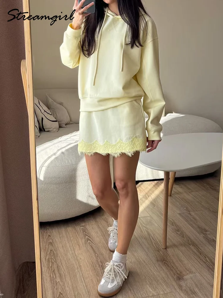Women's Tracksuit Wide Leg Sweatpants And Hoodies Set Butter Yellow Plain 2 Pieces Pants Set For Women Joggers And Hoodie Set view 3