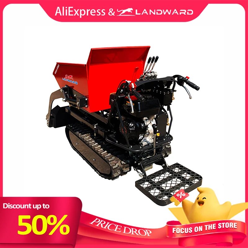 LANDWARD Factory Customized High-quality self-loading mini dumper 500kg gasoline engine crawler transporter dumpers