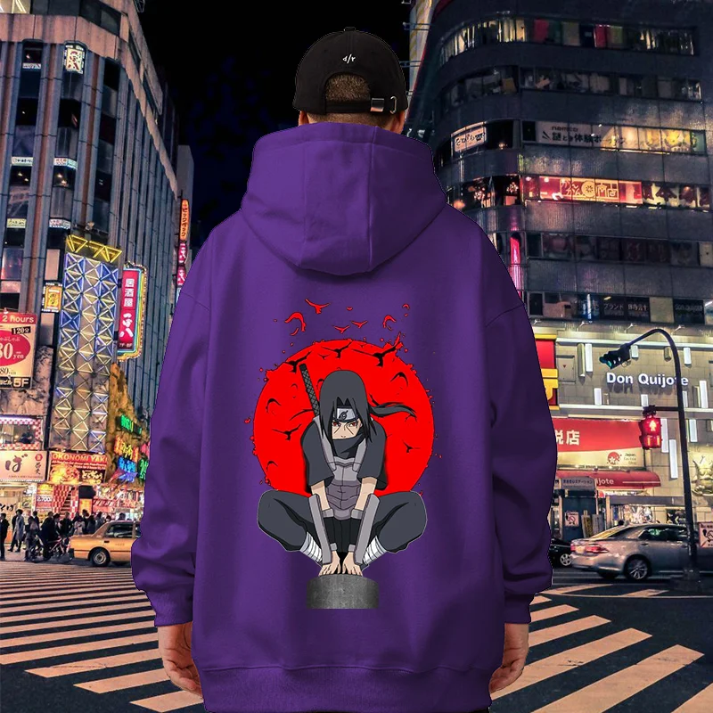 Naruto 2024 New Hooded Naruto Uchiha Itachi Fashion Print Men's and Women's Autumn Fashion Loose Hooded Sweatshirt