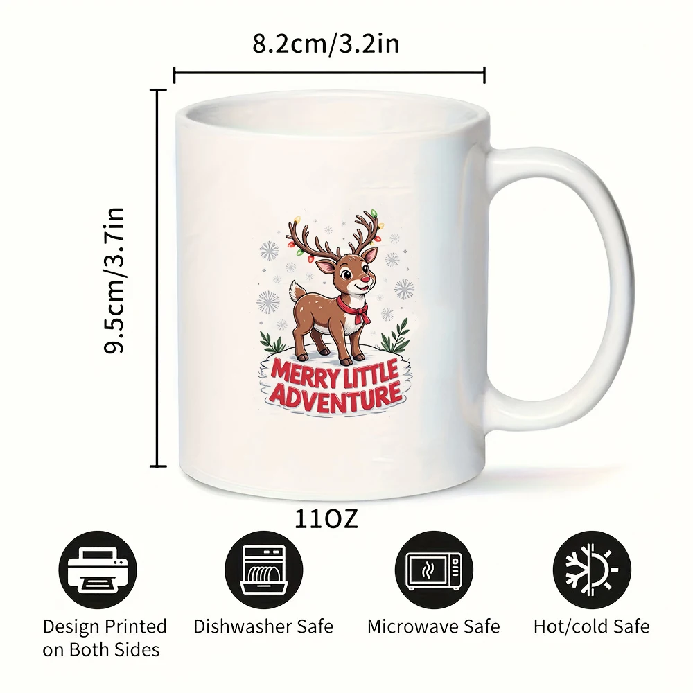 كوب رنة كرتوني سعة 11 أونصة + هدية أضواء عيد الميلاد - كوب قهوة للأطفال للعائلة والمكتب والعطلات #3