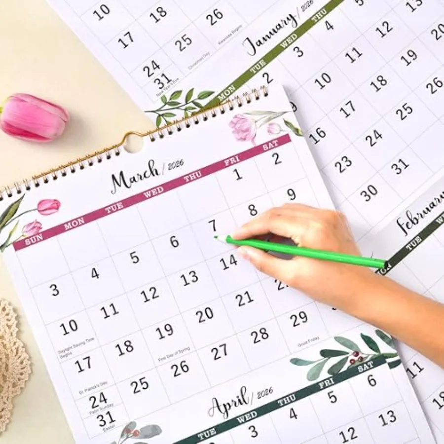 2026 Calendar 3 Month Display Wall Calendar 2026 Jan. 2026 Dec. 2026 11.3" x 26" 3 Month Calendar with Thick Paper Vertical Cal