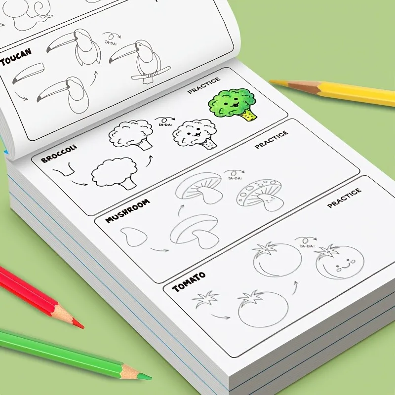 32-Page Children's Early Education Enlightenment Step-By-Step Drawing Book, Learn How to Draw, 96 Animal Patterns, How to Draw Everything, Coloring Book, Pattern Breakdown Teaching Drawing Book