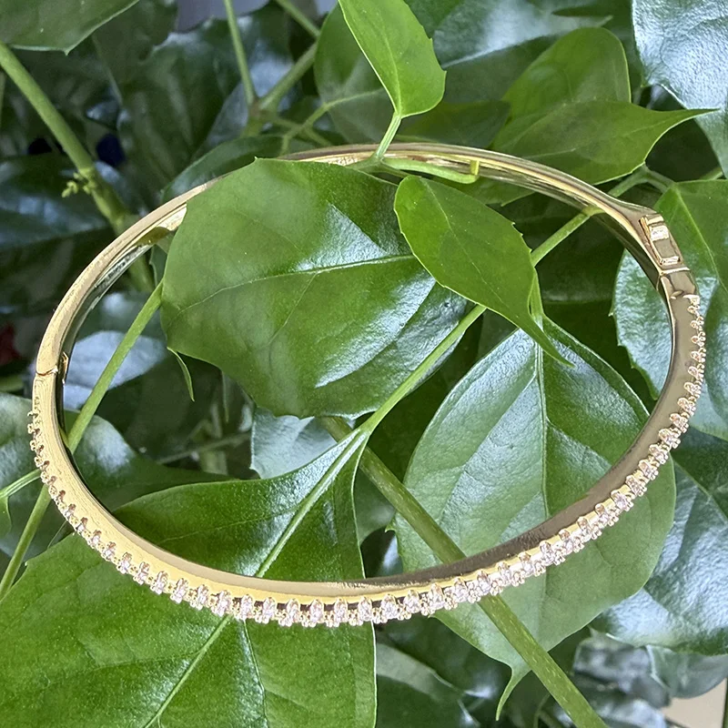 Sterling Silver S925 Tennis Bangle Zircon Wedding Jewelry For Women For Gift Rivet Design Top Quality Fashion Bangle  Jewelry