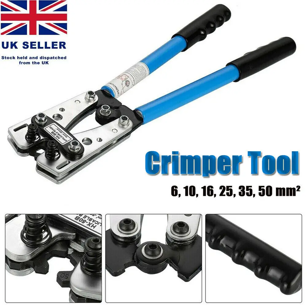 6mm² - 50mm² Plug Crimp Crimping Heavy Duty Battery Cable Crimping Tool Wire Lugs Crimper Terminal Copper Lugs