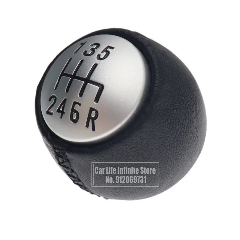 6 Speed PU Leather Car Auto Manual Gear Shift Knob Lever Shifter Handball Round 55347088 For Alfa Romeo GT 147 166 3.2 V6