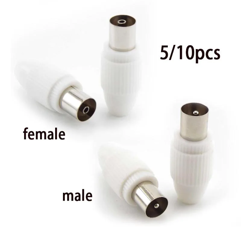 75-5 Free Welding RF Television Male Female Plug 9.5 TV RF Terminal Antenna Connector White Colour 9.5 Video Plug Adapter F1