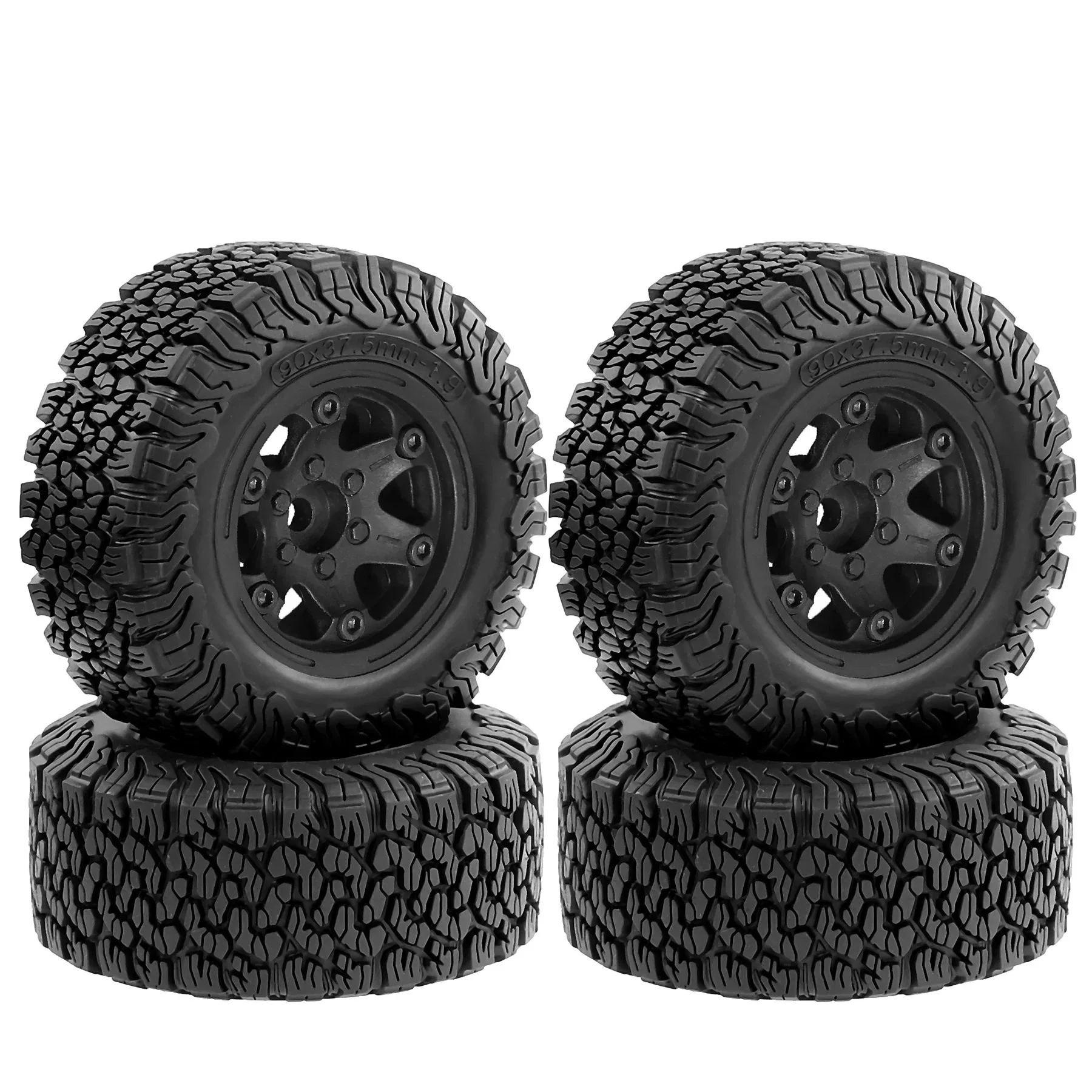 

4PCS 1.9" RC Crawler Tires & Wheels - Anti-Slip Off-Road Rubber with Plastic Hubs for 1/12 MJX H12Y, MN-128, MN-82S, LC79