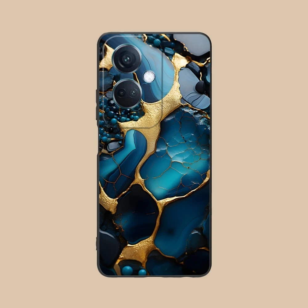 Luxuriöse goldene Stein-Handyhülle für OPPO Find X5 X3 X2 A93 Reno 8 7 Pro A74 A72 A53 Schwarze weiche Handyhülle