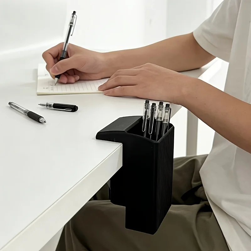 Space-Saving Clip-On Pen Holder, Features Spiral Switch for Thick Desks, Practical Organizer for Home & Office Desk