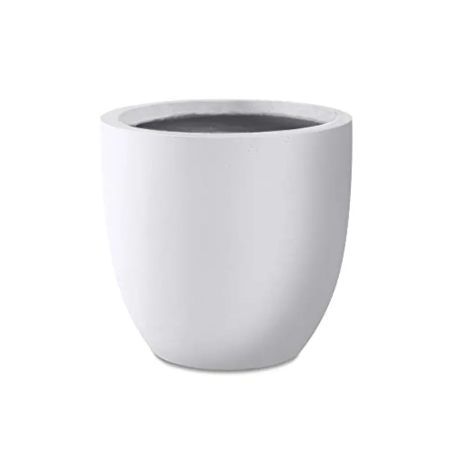 

13.4 Dia Round Concrete Planter for Outdoor and Indoor Use Pure White Heavy-Duty Material with Drainage Hole and Rubber Plug