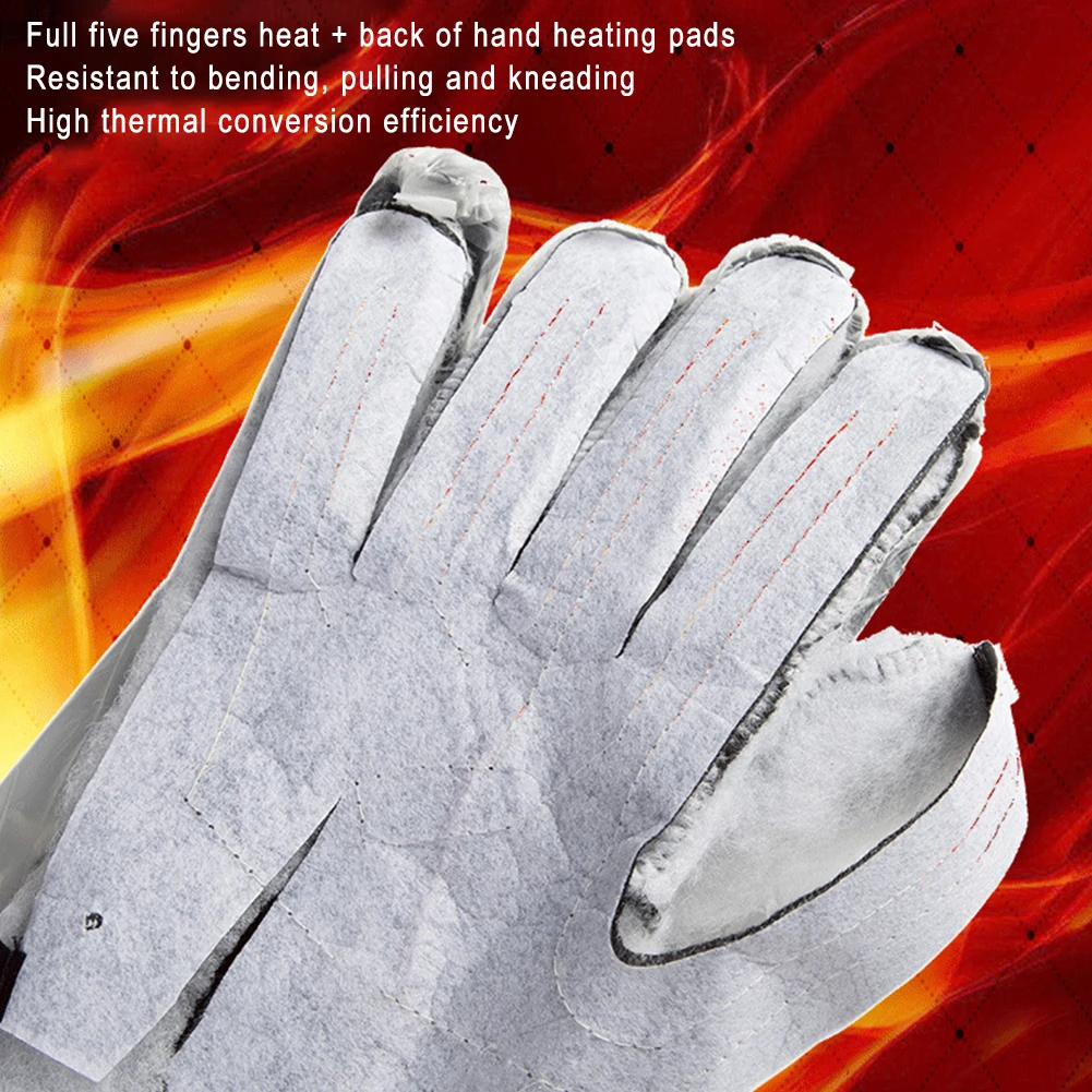 1Pair Heated Gloves Thermal Electric Hand Warmer Waterproof Anti-Slip for Outdoor Climbing Hiking Skiing Cycling Without Battery