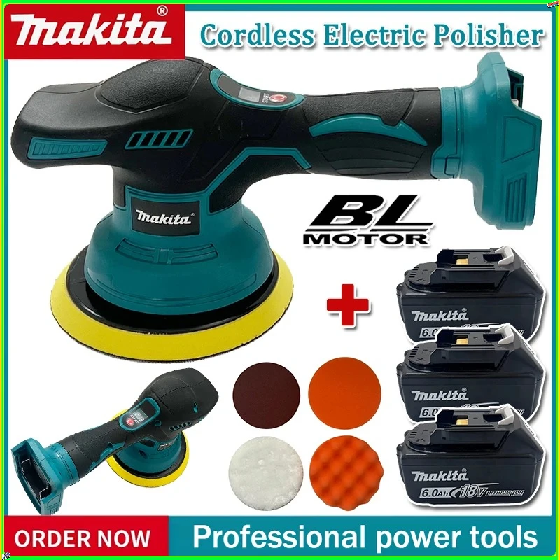 

Беспроводная полировальная машина Makita с 8 скоростями и цифровым дисплеем для авто, электрическая полировальная машина для вощения и полировки автомобилей, совместима с аккумуляторами 18В и 20В.