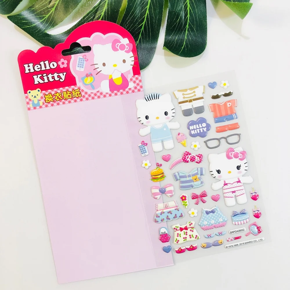 Véritable Sanrio faire un visage Puzzle autocollants Hello Kitty bricolage dessin animé décalcomanies jouets assembler Puzzle fête décoration filles cadeaux