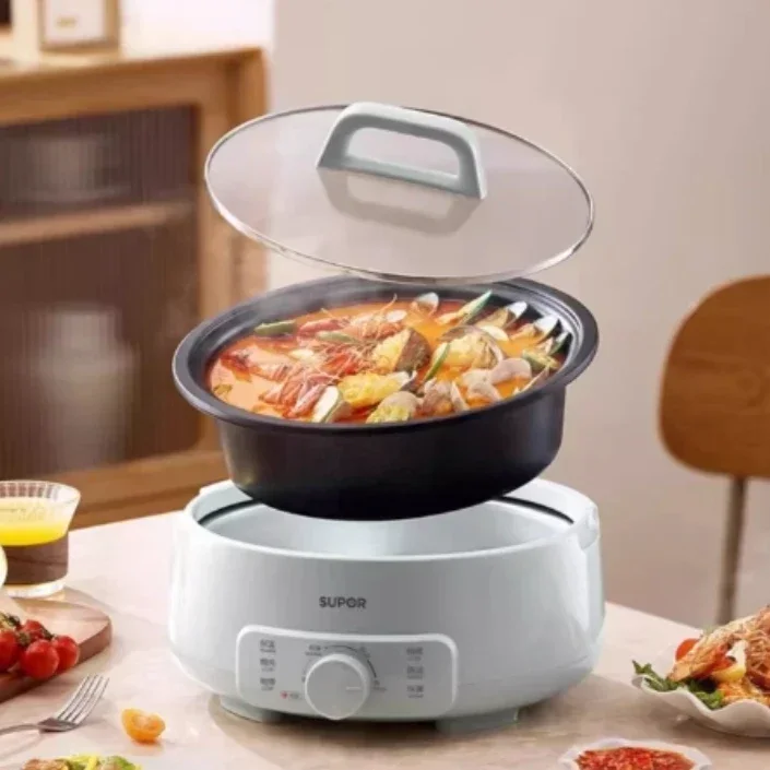 washable, new,new household multi-functional Electric hot pot split type electric cooking pot all-round integrated removable