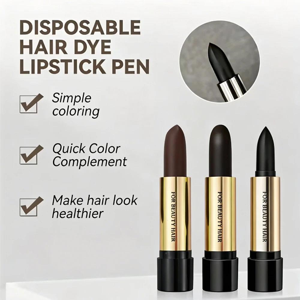 Black One-off Temporary Hair Coloring Covered White Hairs Hairline Disposable Lipstick Hair Dye Stick Smear Type Dye