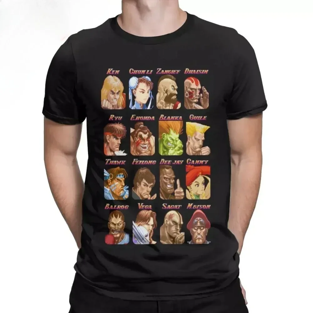 

2025 New Summer Men's street Fighter classic character printed retro short-sleeved T-shirt fashion clothing