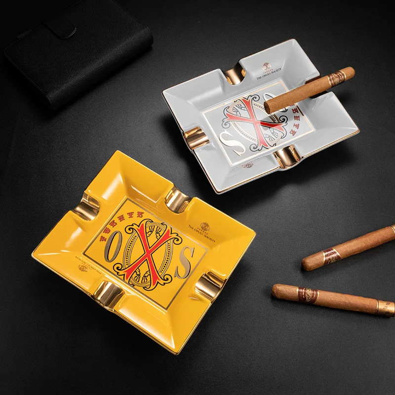 

Luxury Ceramic Cigar Ashtray Portable Travel Ashtray with Dual Cigar Slots Premium Tobacco Cigar Accessories