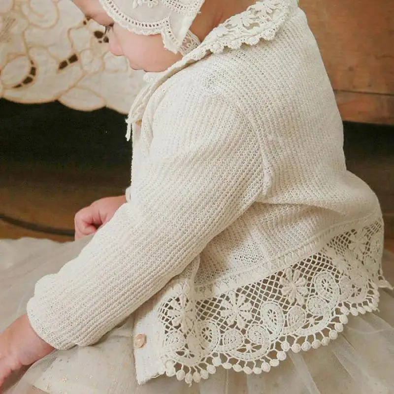 2025 Summer New Baby Girl Cotton Cardigan Infant Sunscreen Jacket Cute Toddler Girls Lace Coat Cotton Children Clothes