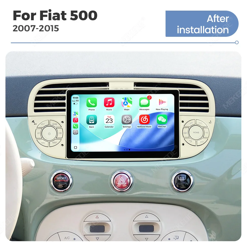 Android 15 Auto Car Radio Wireless CarPlay For Fiat 500 2007 - 2015 Car Multimedia Player 1din GPS RDS Stereo Intelligent System