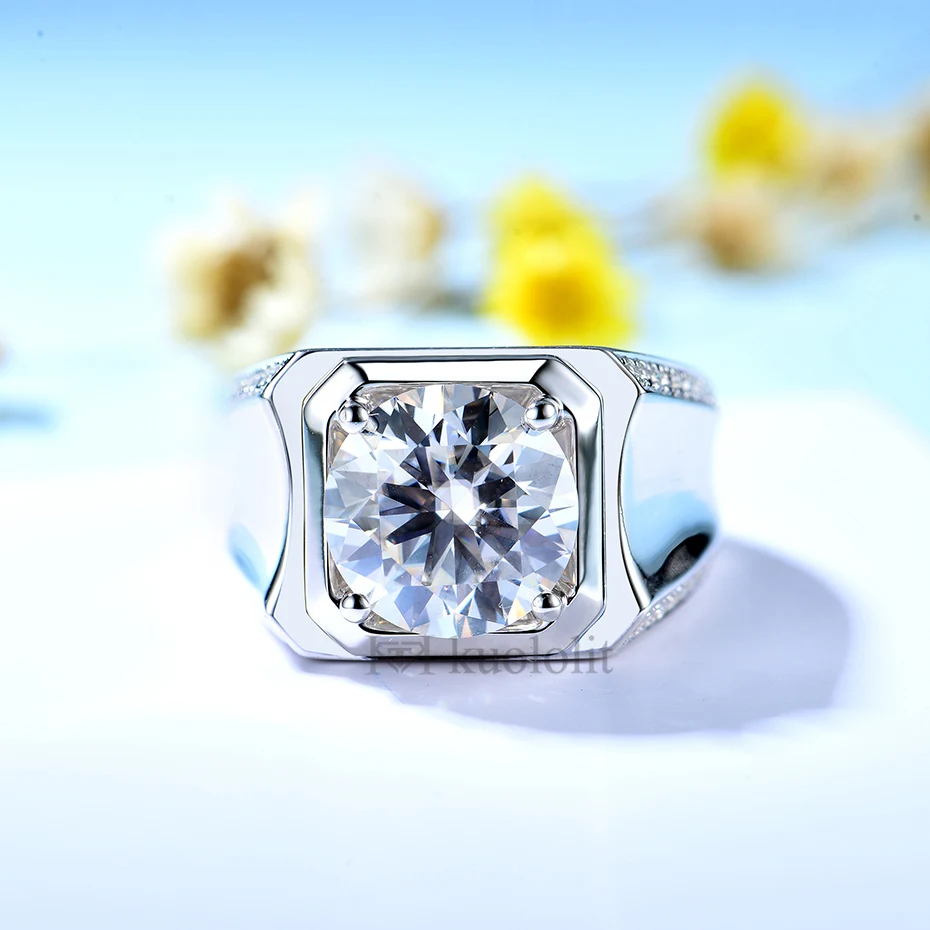5CT D Color VVS1 Round 11MM Moissanite Ring GRA Certified Pass Diamond Tester S925 Sterling Silver White Gold Plated Anti Allergy Anti Tarnish Luxury Engagement Wedding Fine Jewelry For Women Men Couple Holiday Gift Wholesale
