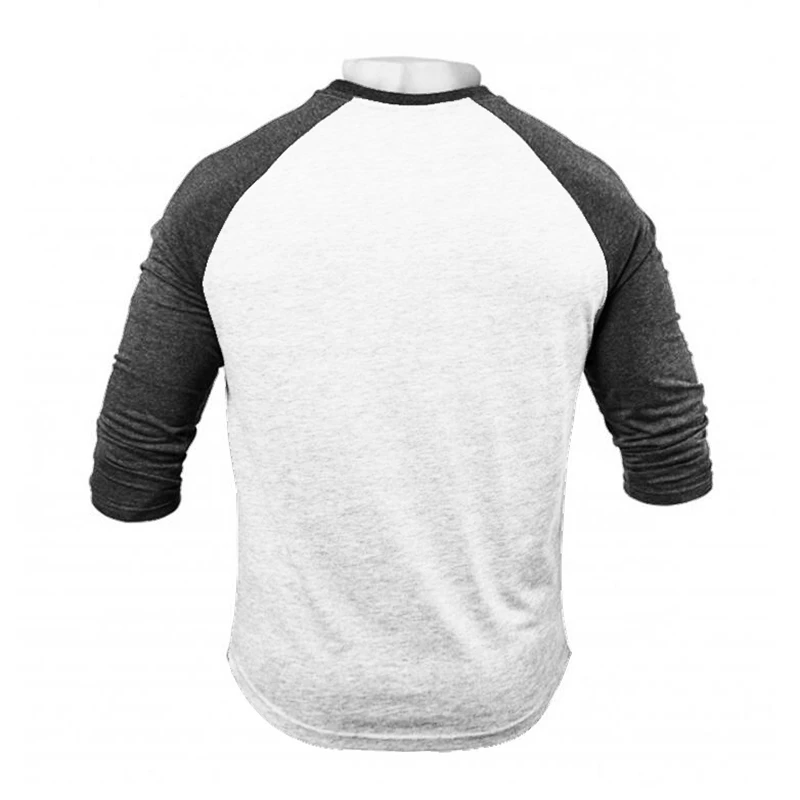 Autumn Running Cotton Three-quarter Sleeves Shirts Gym Fitness Bodybuilding Muscle Slim Fit Tshirts Mens Jogging Casual Clothing