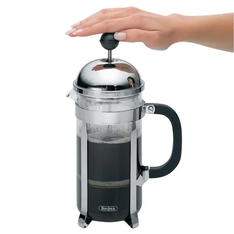 

Coffee Stainless Steel French Press with Glass Carafe, 33.8Ounce, Monet, Black Handle
