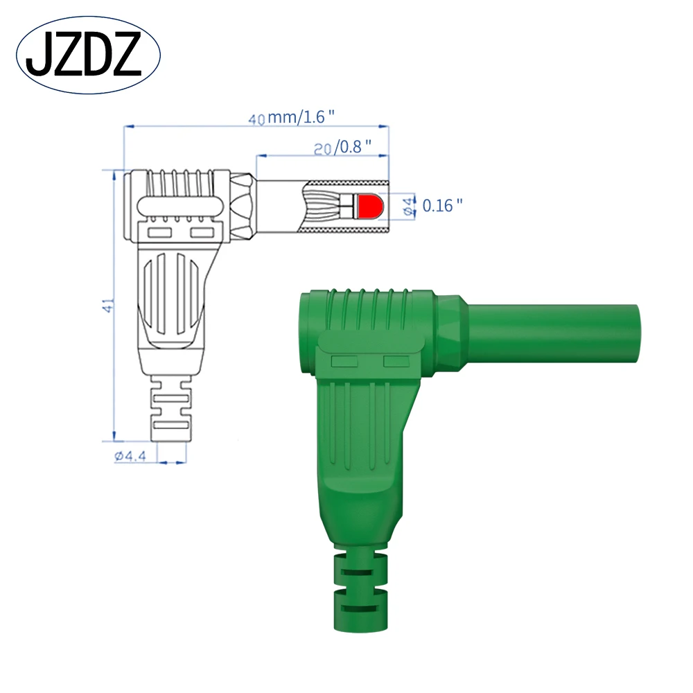 JZDZ 10PCS 4MM Right Angle 90 Degree Banana Plug Safety Welding  Assembly Test Leads Connectors DIY J.10039