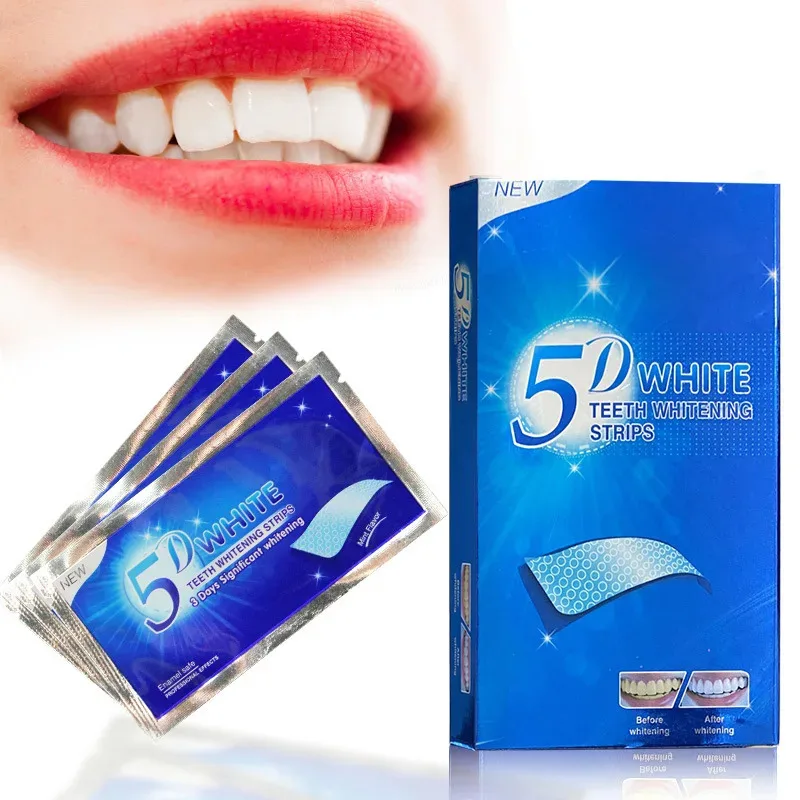 2/12pair5D Gel Teeth Whitening Strips White Tooth Dental Kit Oral Hygiene Care Strip False Teeth Veneers Dentist Seks Whiten Gel