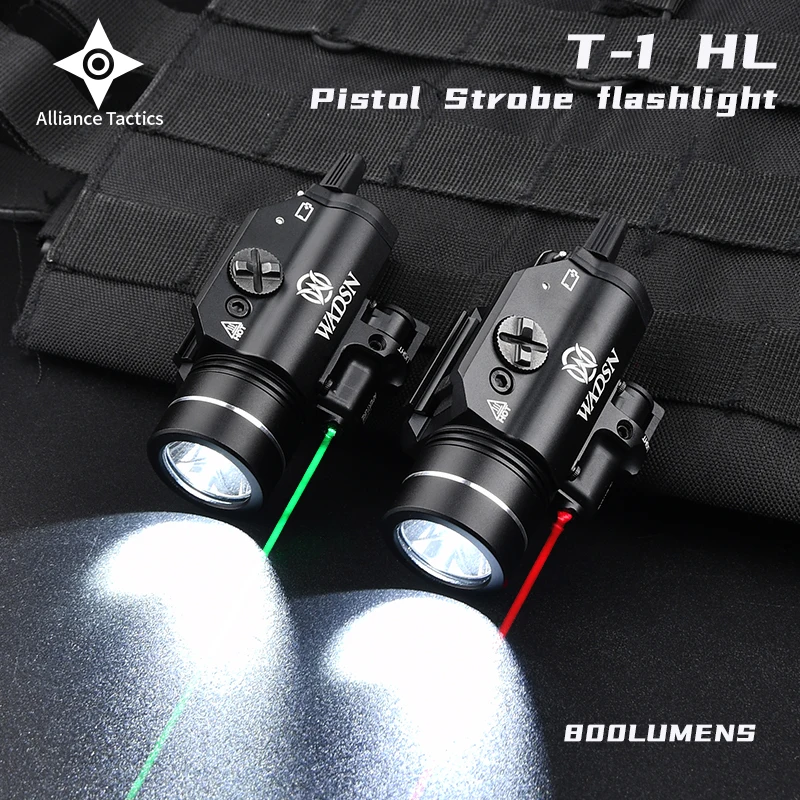 

T-1 HL Hanging Tactic Weapon light WADSN 800 lumens airsoft X300 X400 Rifle Pistol Strobe flashlight red green dot G 17 18 19