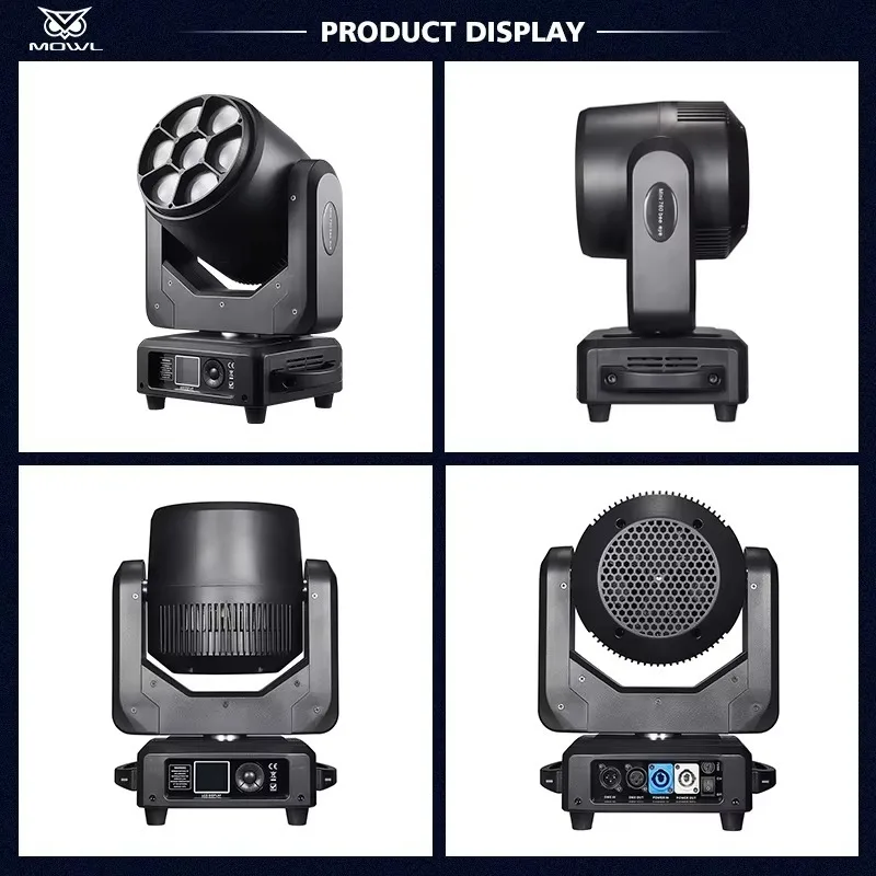 7x60W 4in1 RGBW Bee Eye LED Wash Moving Head Light Manual DMX Zoom Projection Fixture for Live Stage Event Lighting